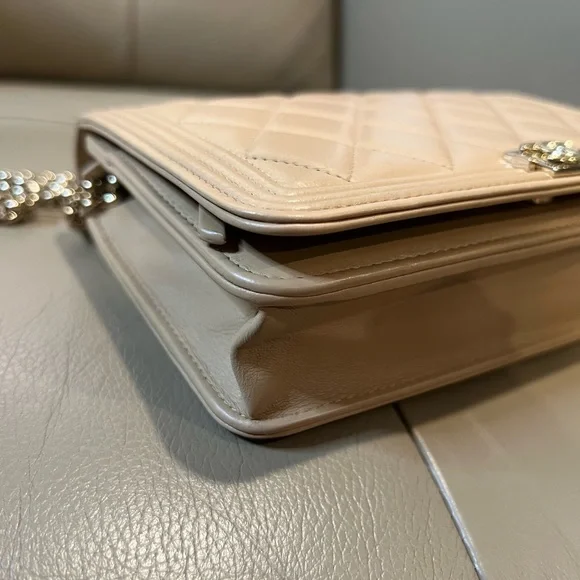 Sold x FULL SET🔸Chanel Le Boy wallet on chain beige - Picture 9 of 17